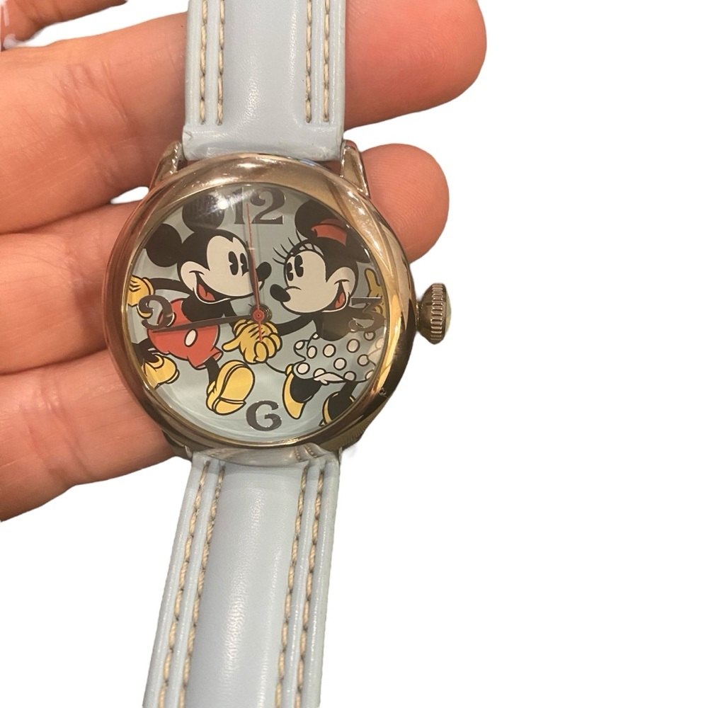 Disney Seiko SII Mickey and Minnie Mouse Watch with Light Blue Strap